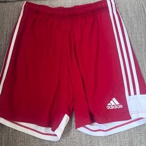 Red adidas shorts